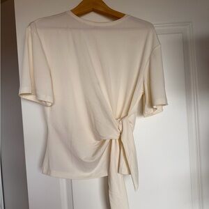 Cream Tie-Back T-Shirt